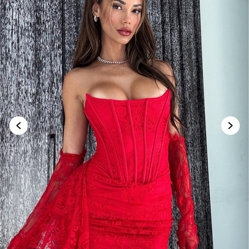 Always Sweet Corset Mini Dress Set Elegant Red Lace Corset Dress